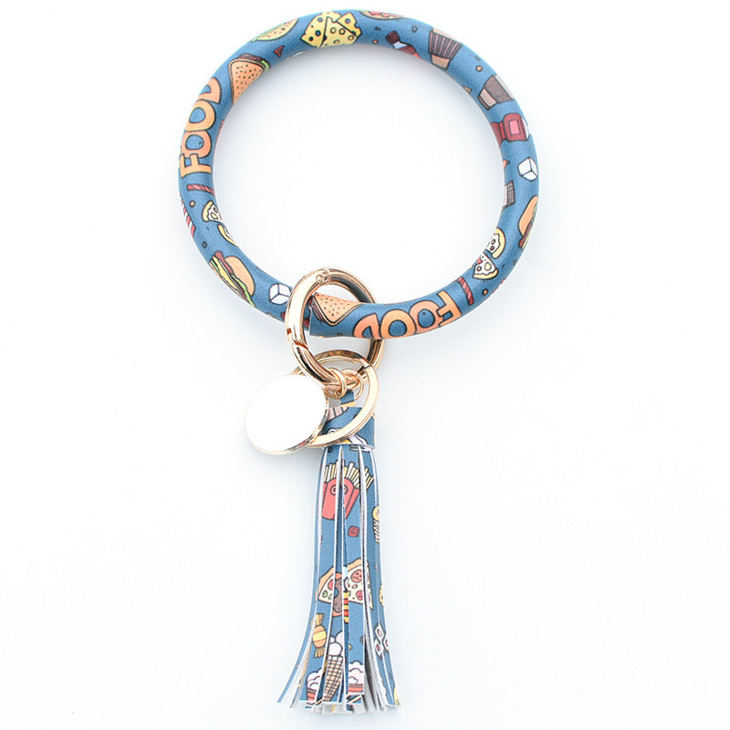 WholesalePU Leather Tassel Bracelet Keychain